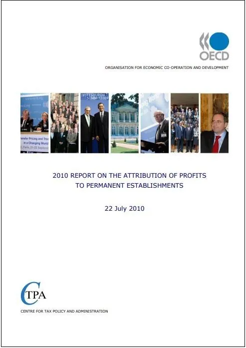 Cover of the OECD 2010 Report on the Attribution of Profits to Permanent Establishments, 22 July 2010